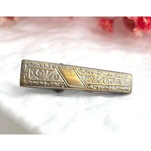 Victorian Style Textured Floral Gold Toned Vintage Men's Tie Bar | Tie Clip